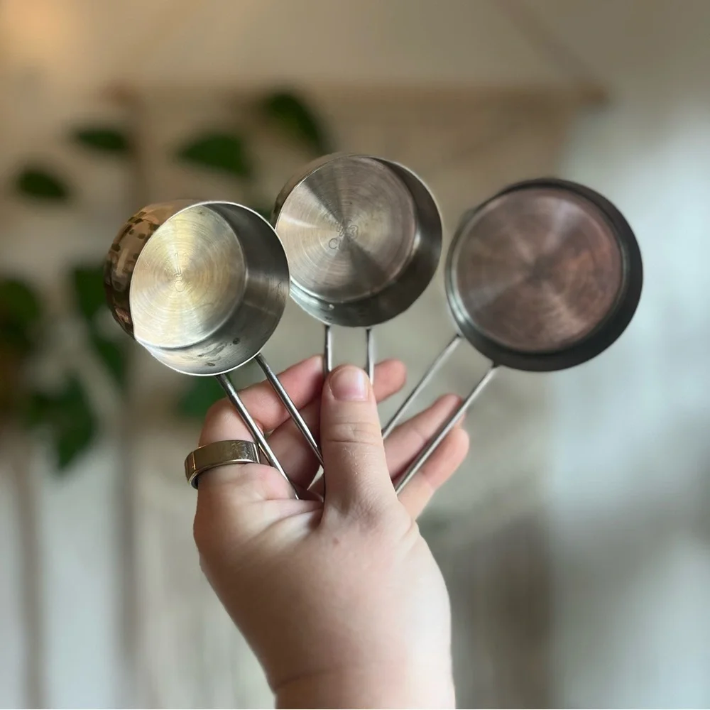 Set of 3 Stainless Steel Measuring Cups – Durable Kitchen Essentials